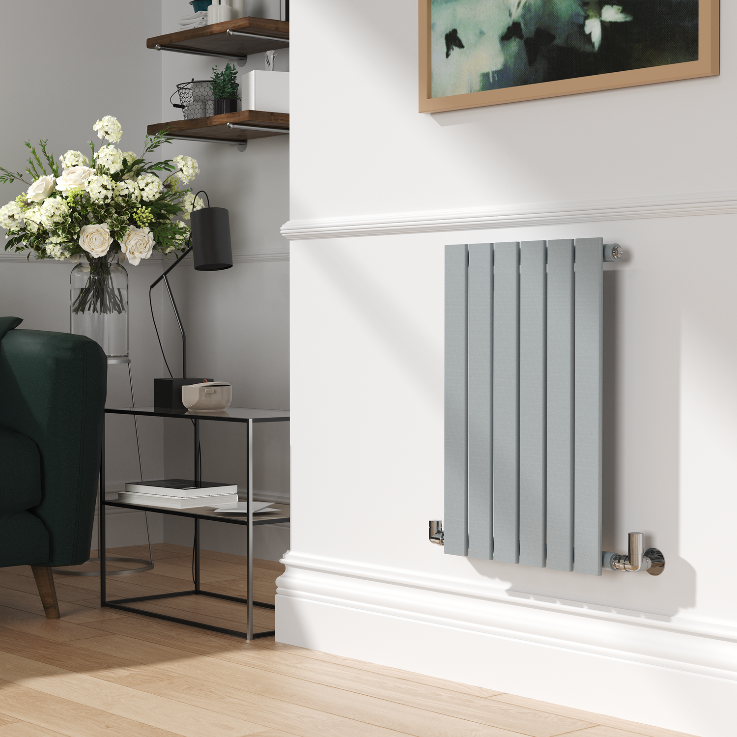 Riace Salt & Pepper Horizontal Flat Designer Radiator 600X408mm Single Panel 953 Btu HS6-600-SPCF