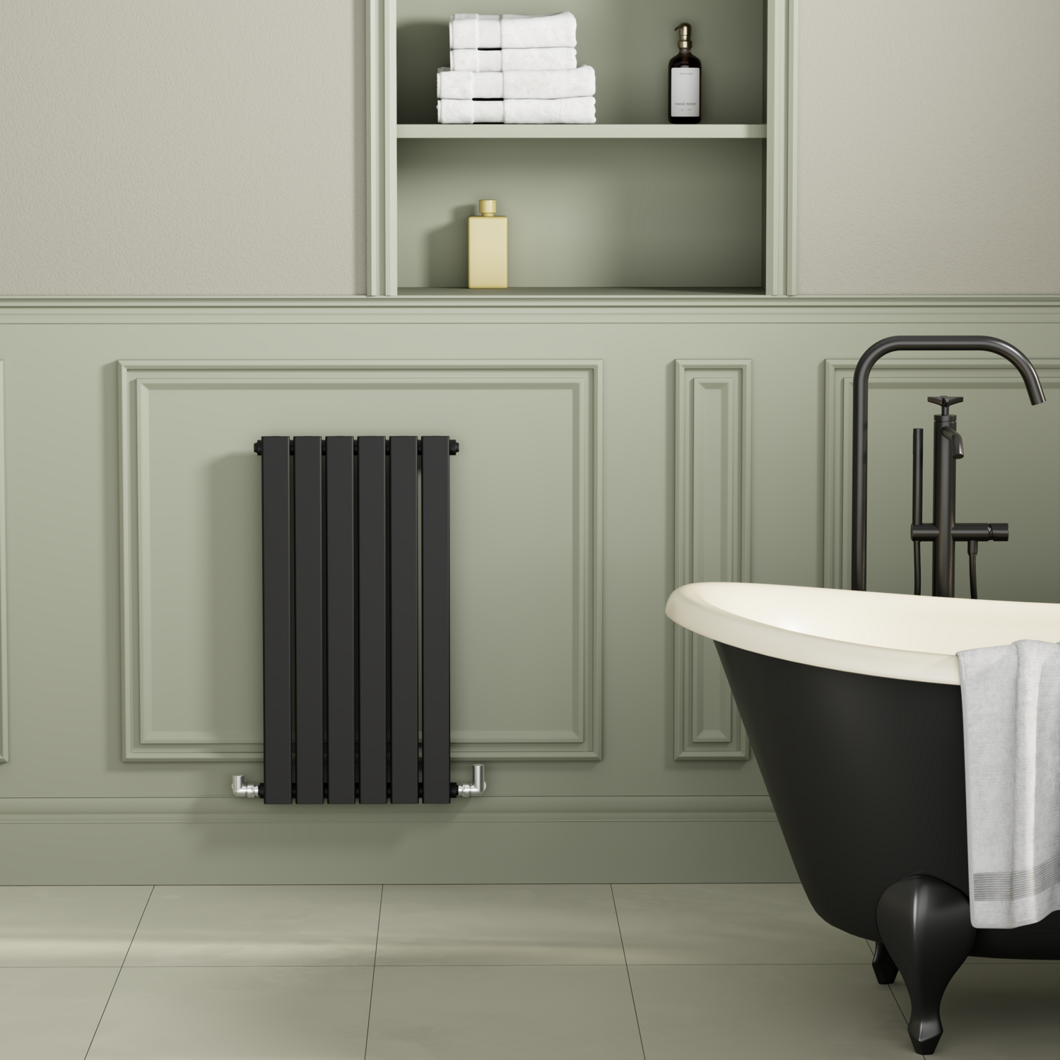 Riace Midnight  Horizontal Flat Designer Radiator 800X408mm Single Panel 1299 Btu HS6-800-BCF