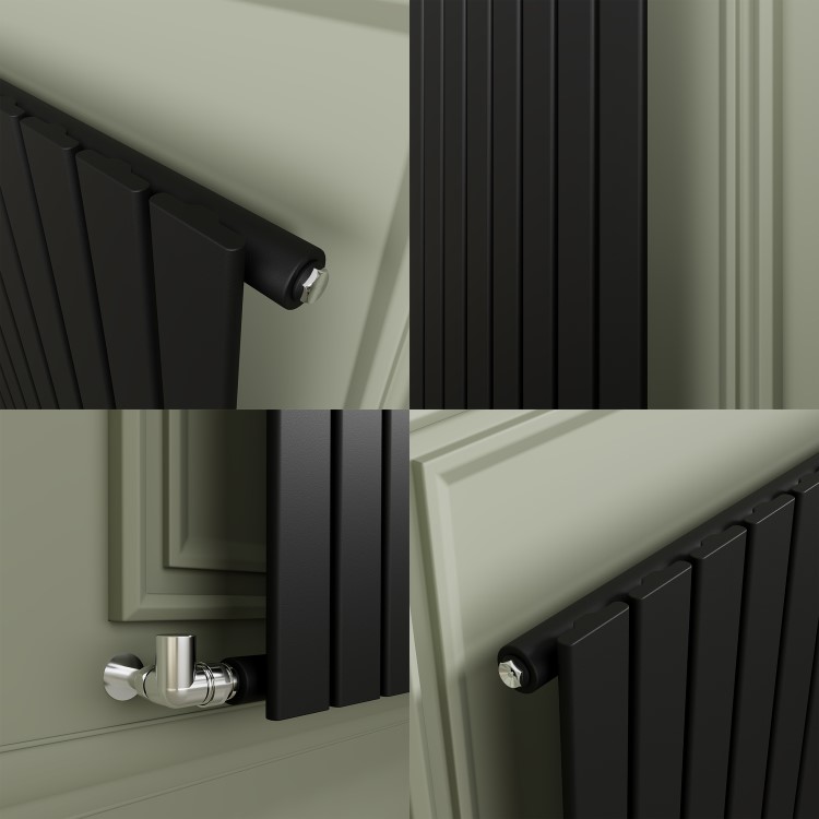 Riace Midnight Black Horizontal Flat Designer Radiator 800x408mm Single Panel 1299 BTU