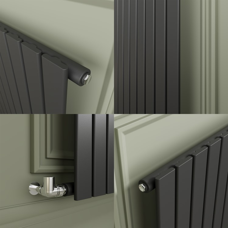 Riace Anthracite Horizontal Flat Designer Radiator 800x408mm Single Panel 953 BTU