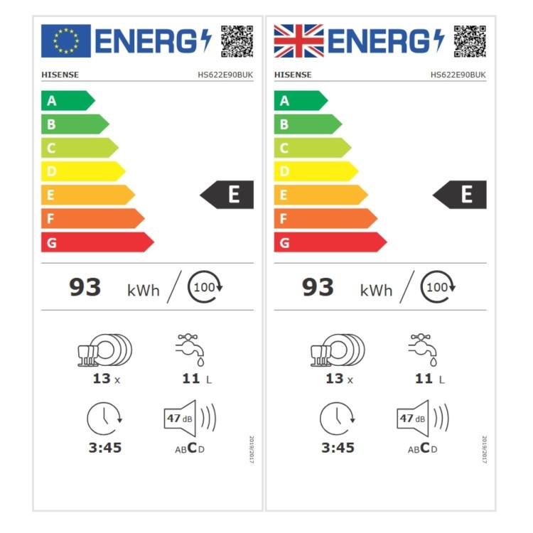 Hisense Hi4 Freestanding Dishwasher - E-rated, Black