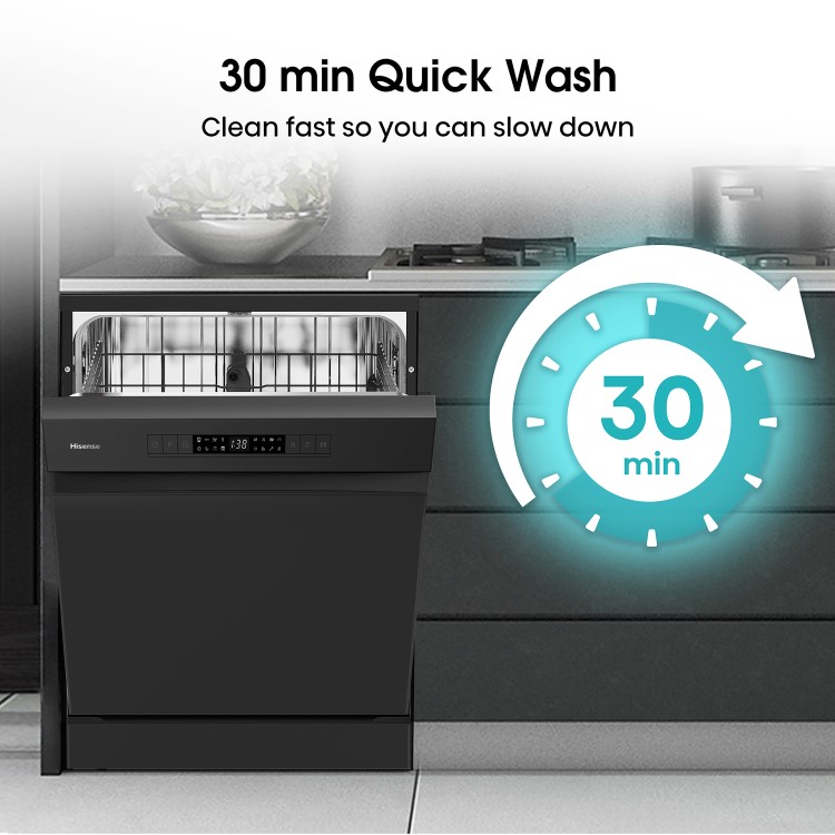 Hisense Hi4 Freestanding Dishwasher - E-rated, Black