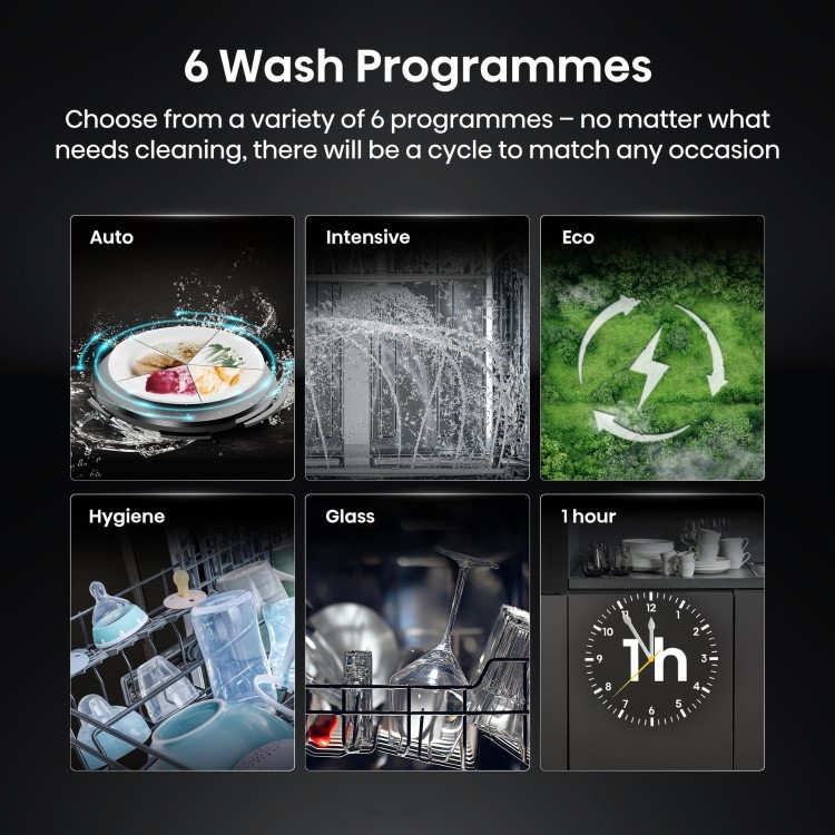 Hisense Hi4 Freestanding Dishwasher - Auto dry B-Rated Black