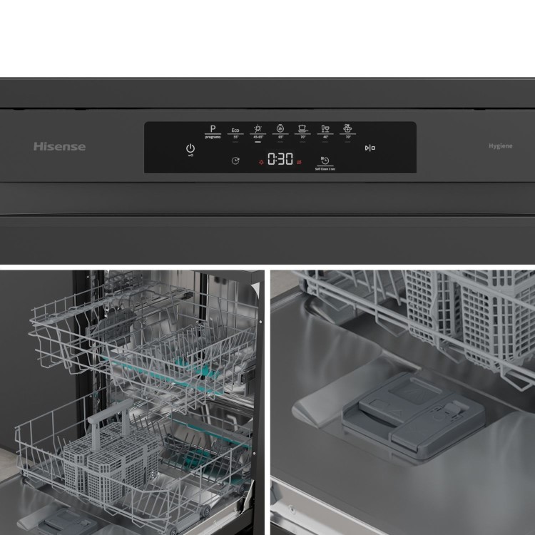 Hisense Hi4 Freestanding Dishwasher - Auto dry B-Rated Black