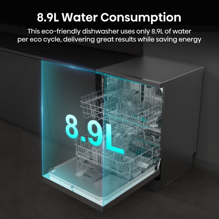 Hisense Hi4 Freestanding Dishwasher - Auto dry B-Rated Black