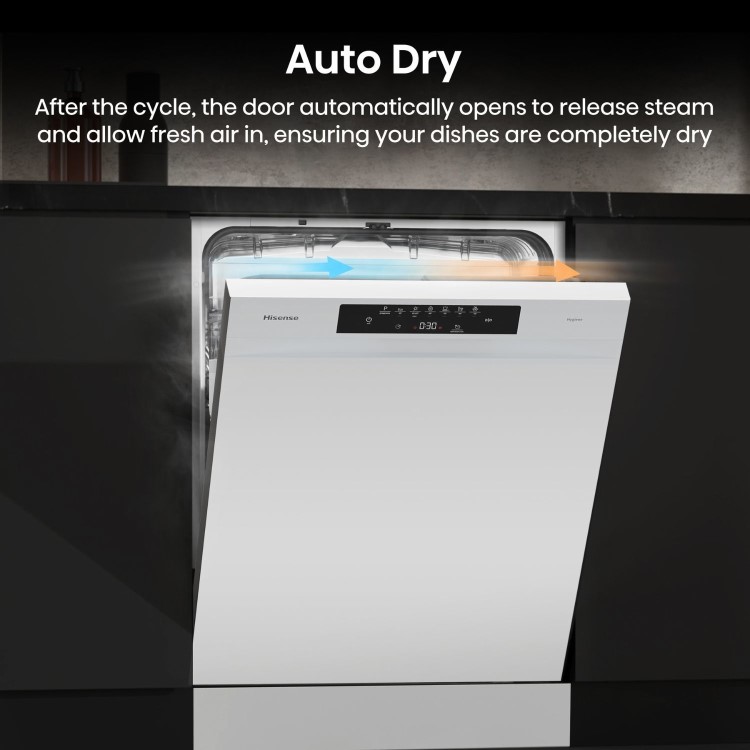 Hisense Hi4 Freestanding Dishwasher - Auto dry B-Rated White
