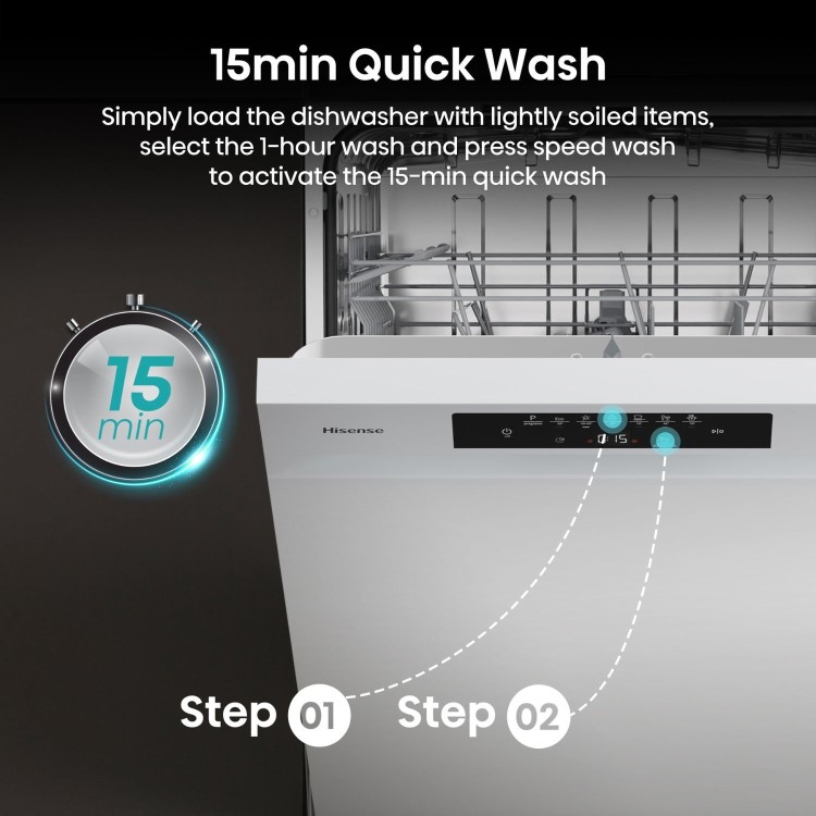 Hisense Hi4 Freestanding Dishwasher - Auto dry B-Rated White