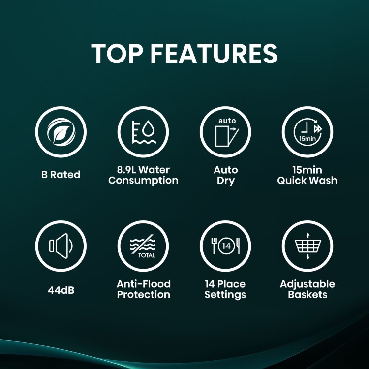 Hisense Hi4 Freestanding Dishwasher - Auto dry B-Rated White