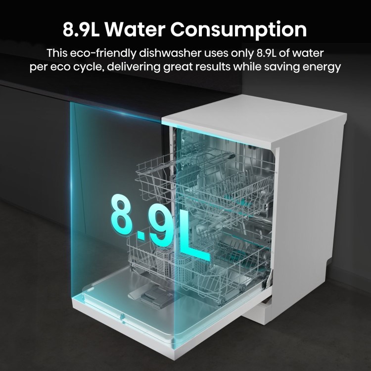 Hisense Hi4 Freestanding Dishwasher - Auto dry B-Rated White