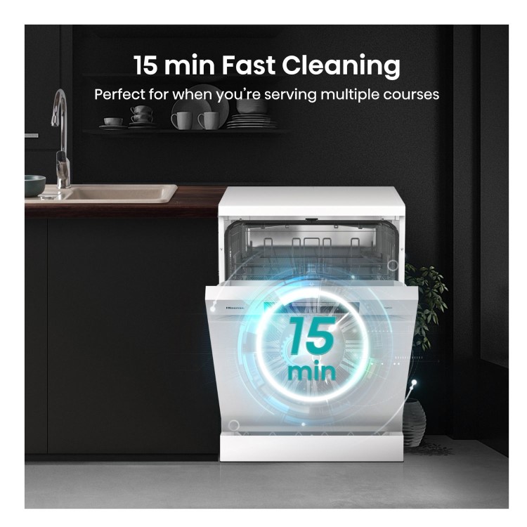 Hisense Hi4 Freestanding Dishwasher - Self-Clean D-Rated White