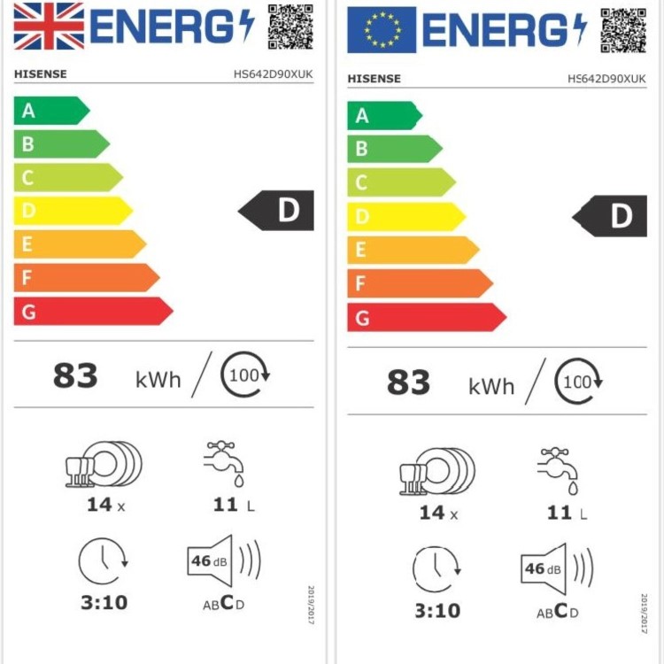 Hisense Hi4 Freestanding Dishwasher - Auto Dry, D-Rated, Silver