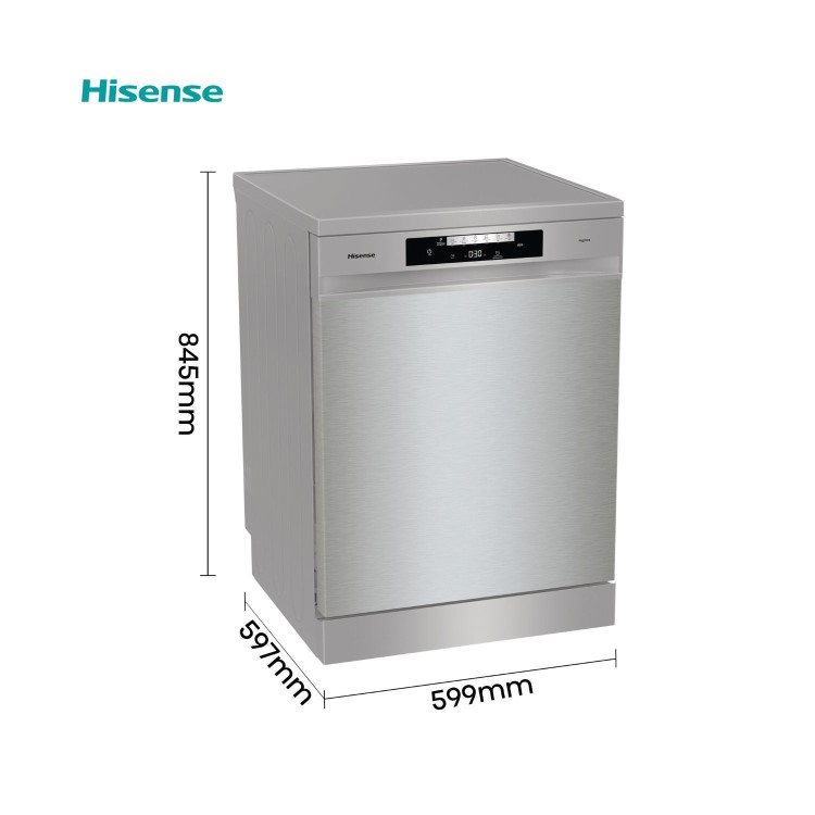 Hisense Hi4 Freestanding Dishwasher - Auto Dry, D-Rated, Silver