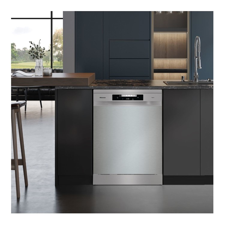 Hisense Hi4 Freestanding Dishwasher - Auto Dry, D-Rated, Silver