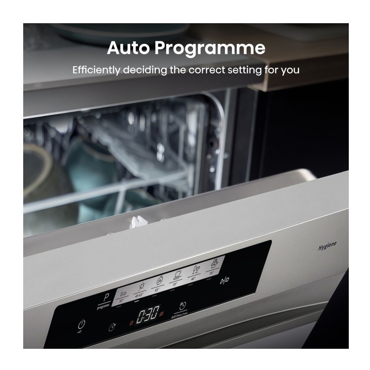 Hisense Hi4 Freestanding Dishwasher - Auto Dry, D-Rated, Silver