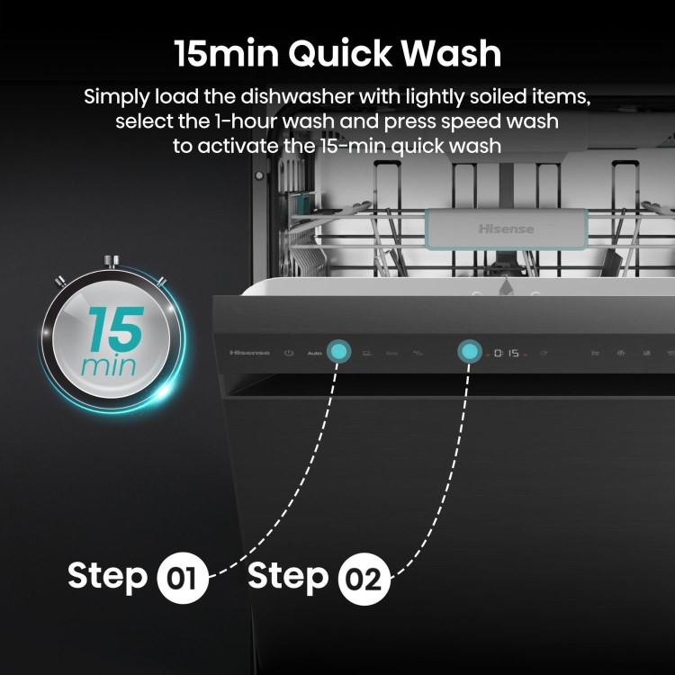 Hisense Freestanding Dishwasher - WiFi-enabled A-Rated Black