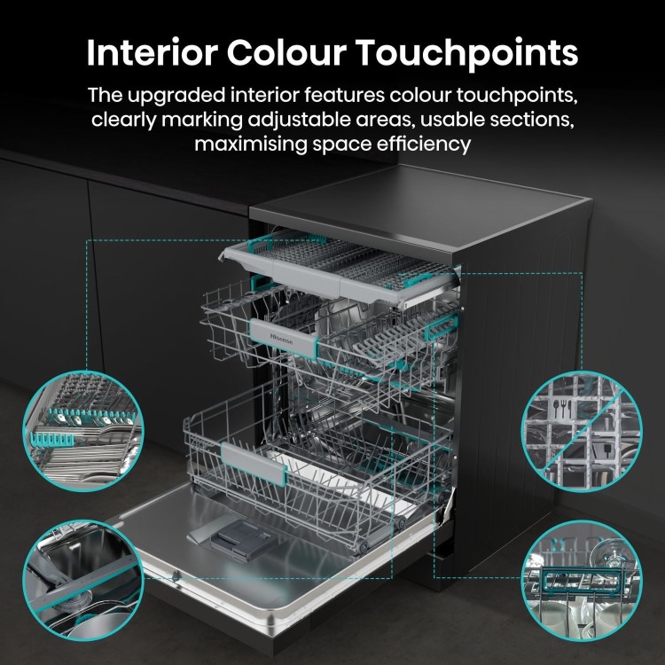 Hisense Freestanding Dishwasher - WiFi-enabled A-Rated Black