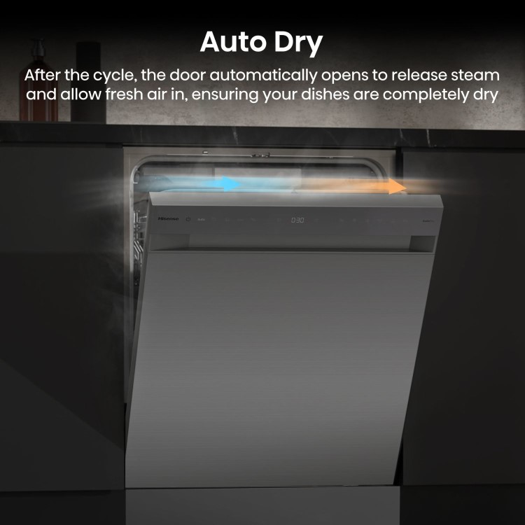 Hisense Hi6 Freestanding Dishwasher - Auto dry A-Rated Graphite