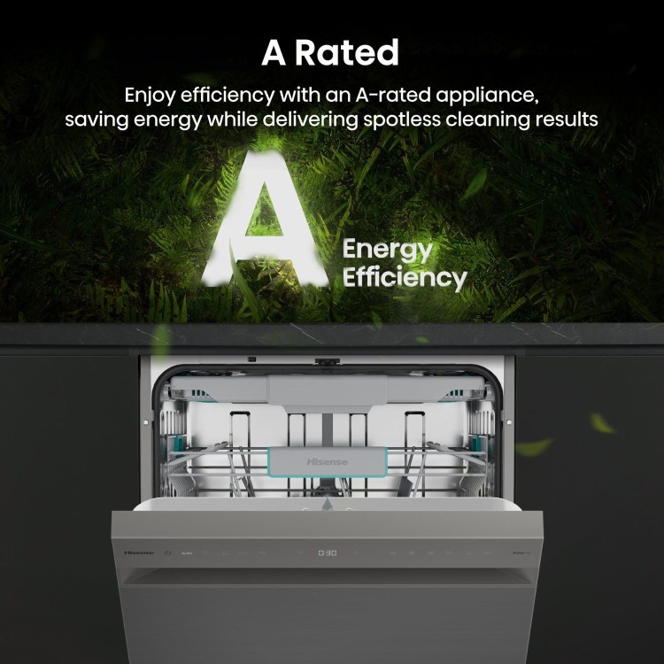 Hisense Hi6 Freestanding Dishwasher - Auto dry A-Rated Graphite