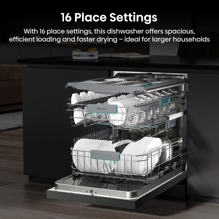Hisense Hi6 Freestanding Dishwasher - Auto dry A-Rated Graphite