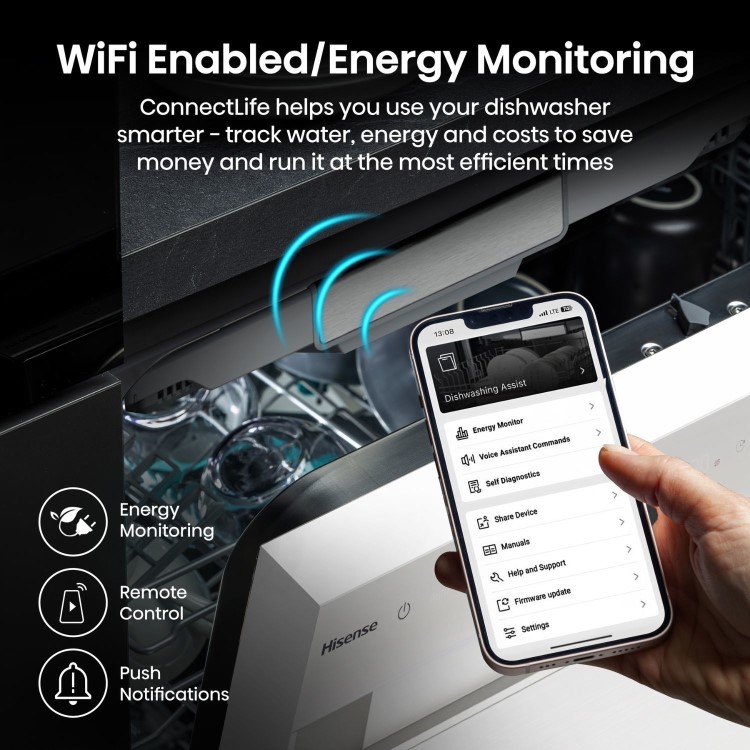 Hisense Freestanding Dishwasher - WiFi-enabled A-Rated White