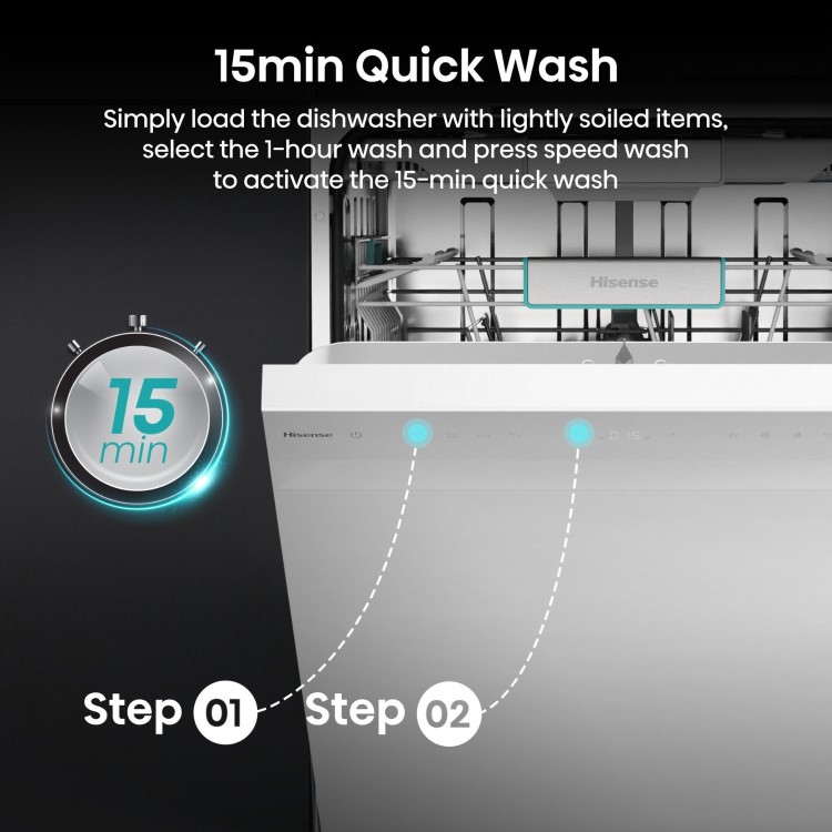 Hisense Freestanding Dishwasher - WiFi-enabled A-Rated White