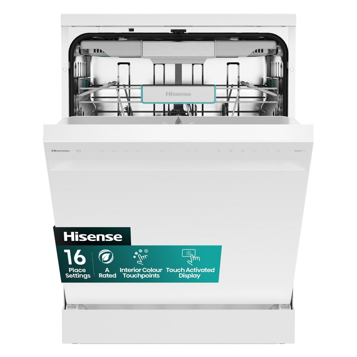 Hisense Hs673a90wuk Hi6 16 Place Settings Freestanding Dishwasher A Rated HS673A90WUK