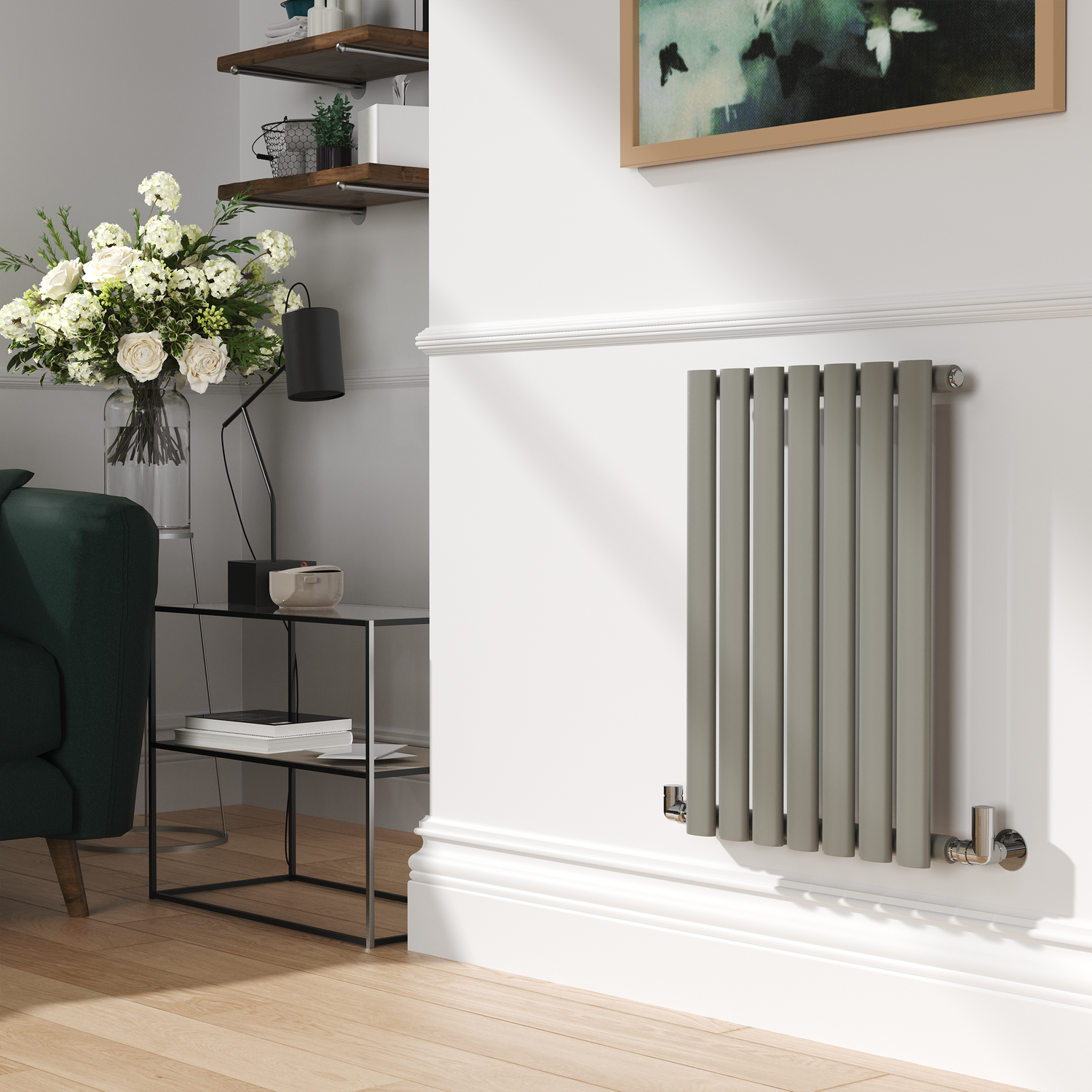Smoked Horizontal Oval Designer Radiator 600x413mm Single Panel 1103 BTU