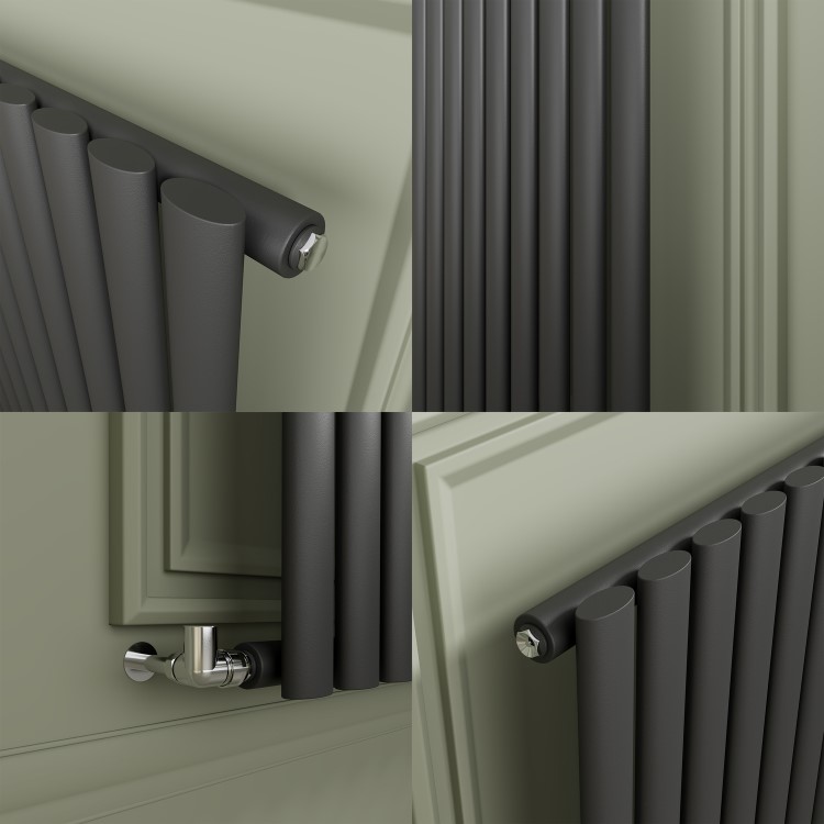 Sorrento Anthracite Horizontal Oval Designer Radiator 800x413mm Single Panel 1103 BTU