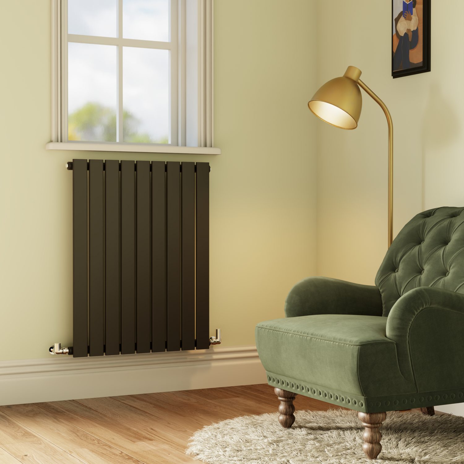 Riace Midnight  Horizontal Flat Designer Radiator 800X612mm Single Panel 1947 Btu HS9-800-BCF