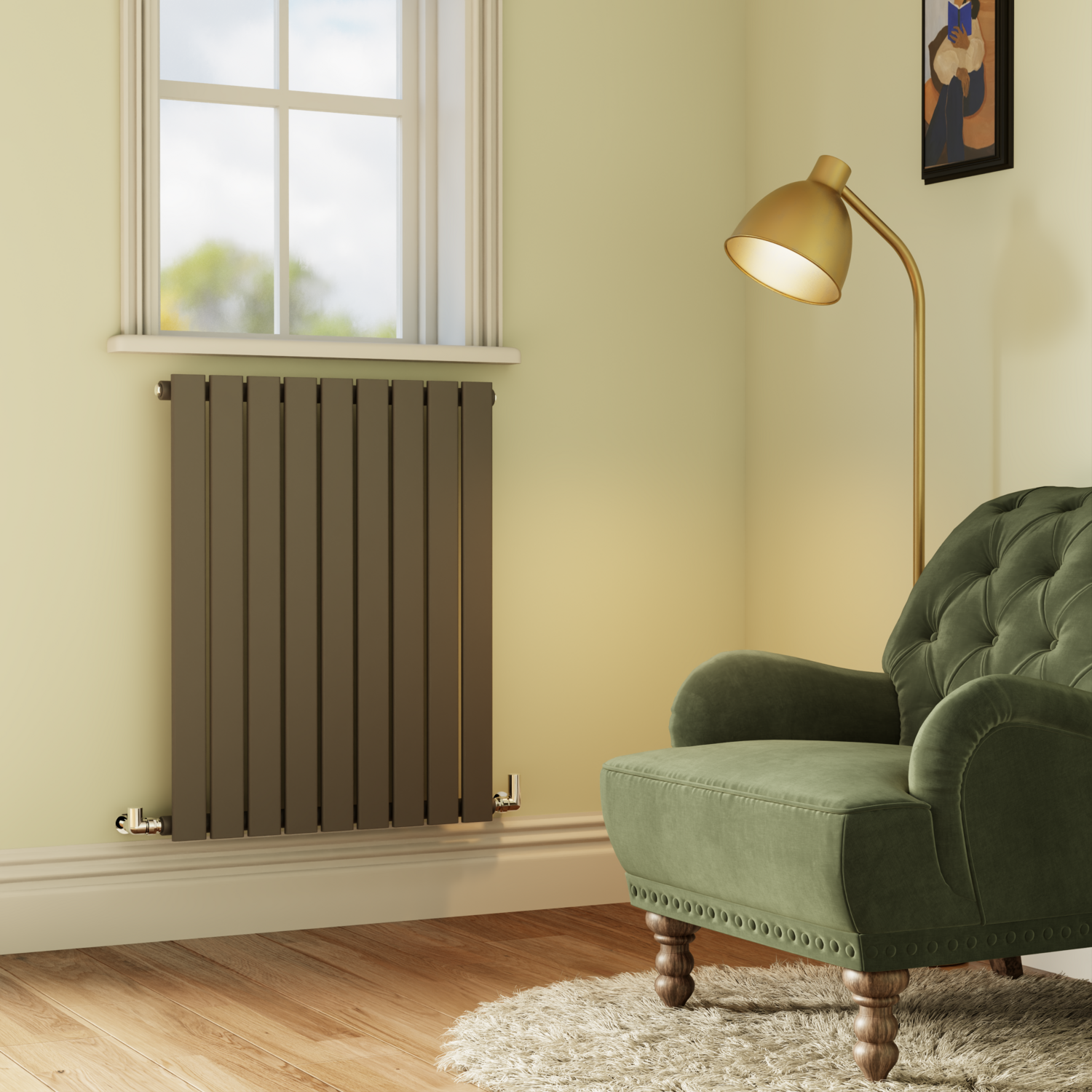 Riace  Horizontal Flat Designer Radiator 800X612mm Single Panel 1947 Btu HS9-800-DGCF