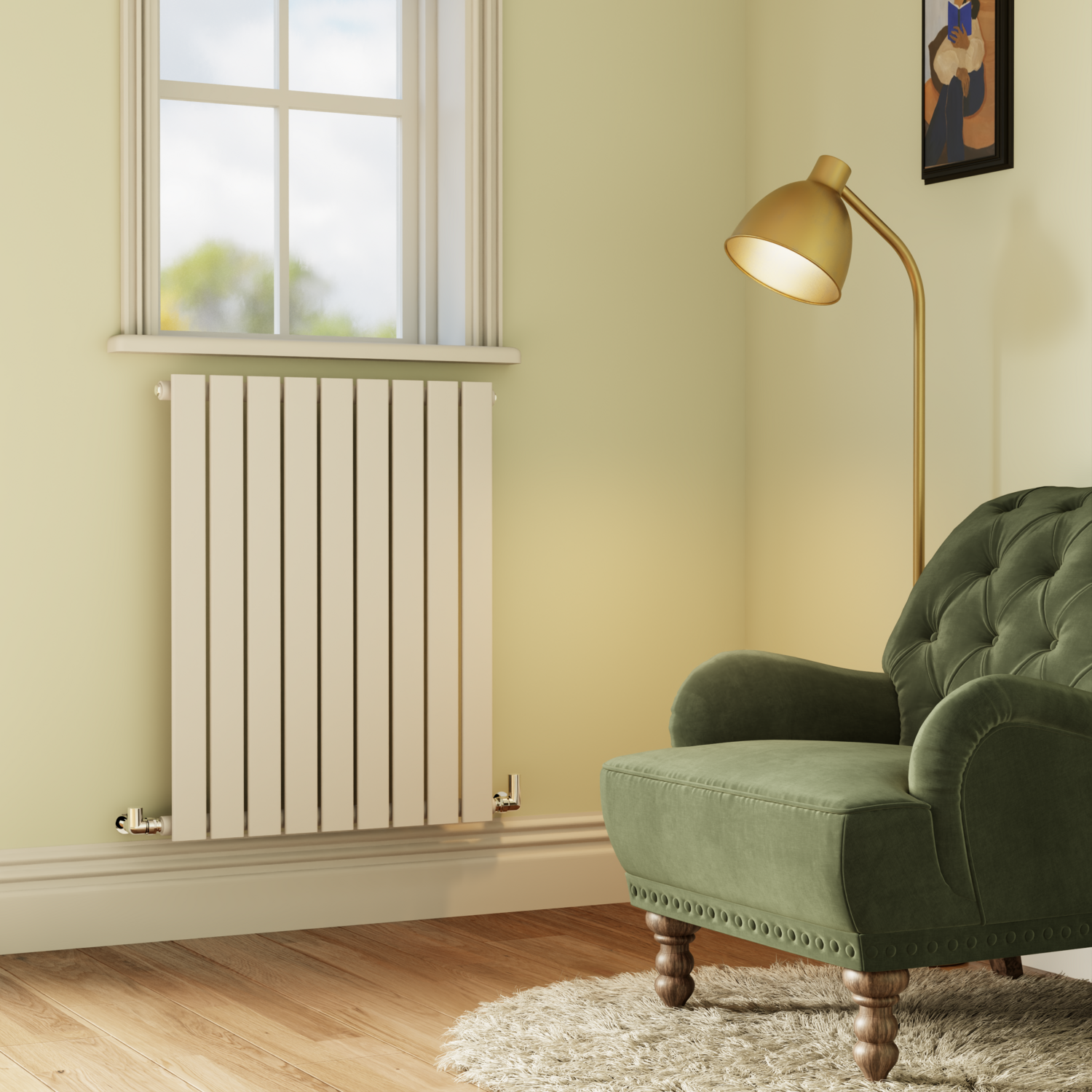 Riace  Horizontal Flat Designer Radiator 800X612mm Single Panel 1947 Btu HS9-800-WCF
