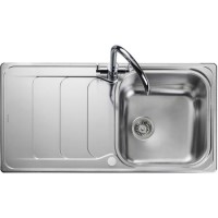 Single Bowl Chrome Stainless Steel Kitchen Sink with Reversible Drainer - Rangemaster Houston