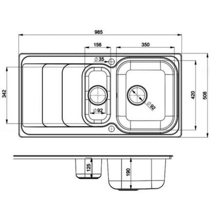 Single Bowl Chrome Stainless Steel Kitchen Sink with Reversible Drainer - Rangemaster Houston