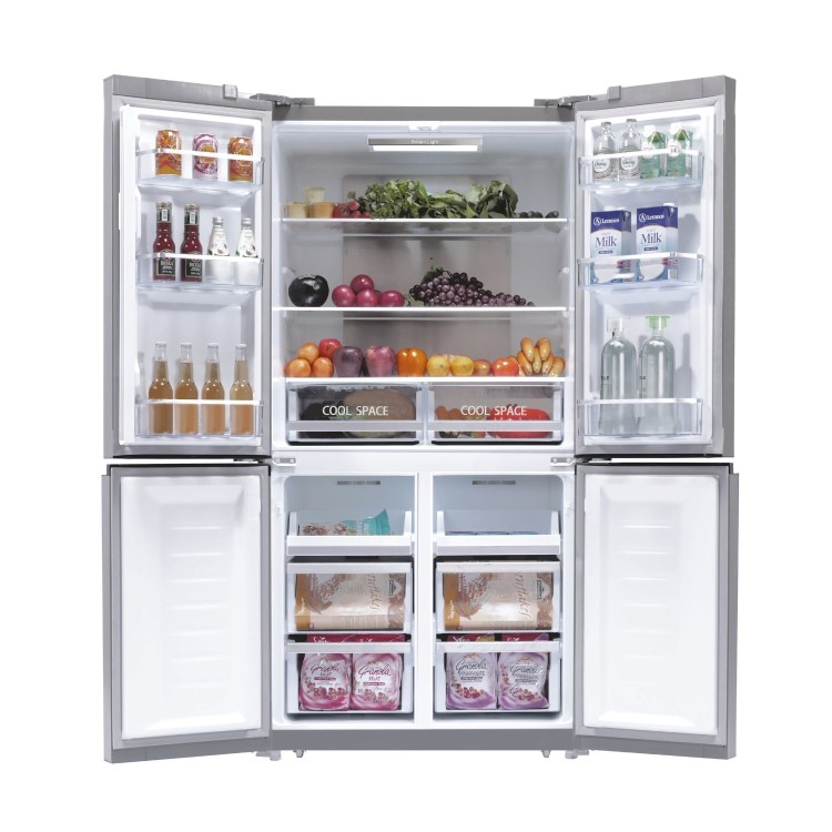 Hoover H-Fridge 700 567 Litre Four Door American Fridge Freezer - Silver