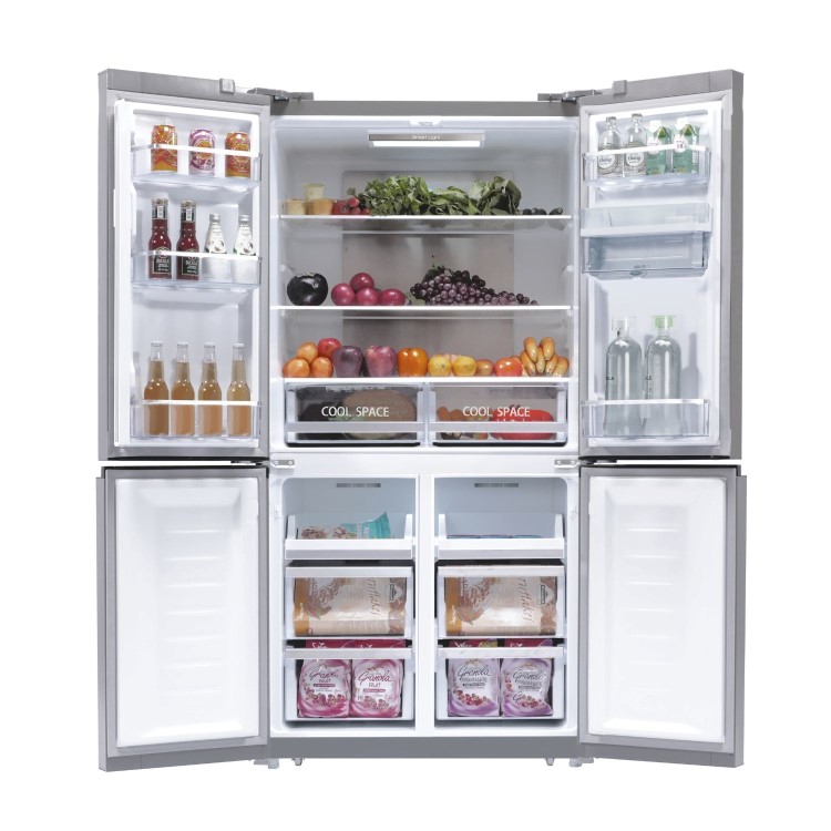 Hoover H-Fridge 700 563 Litre Four Door American Fridge Freezer - Silver