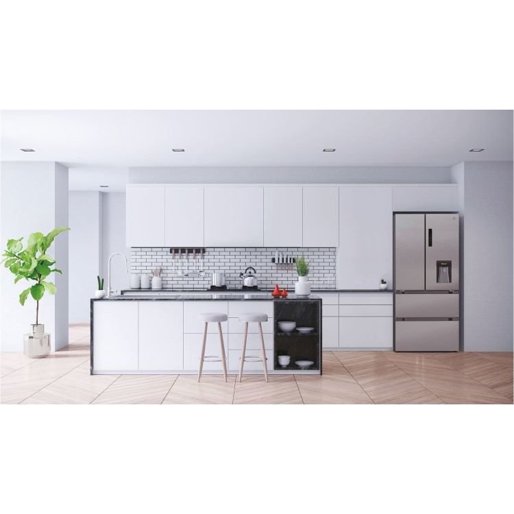 Hoover 432 Litre French Style American Fridge Freezer - Stainless Steel