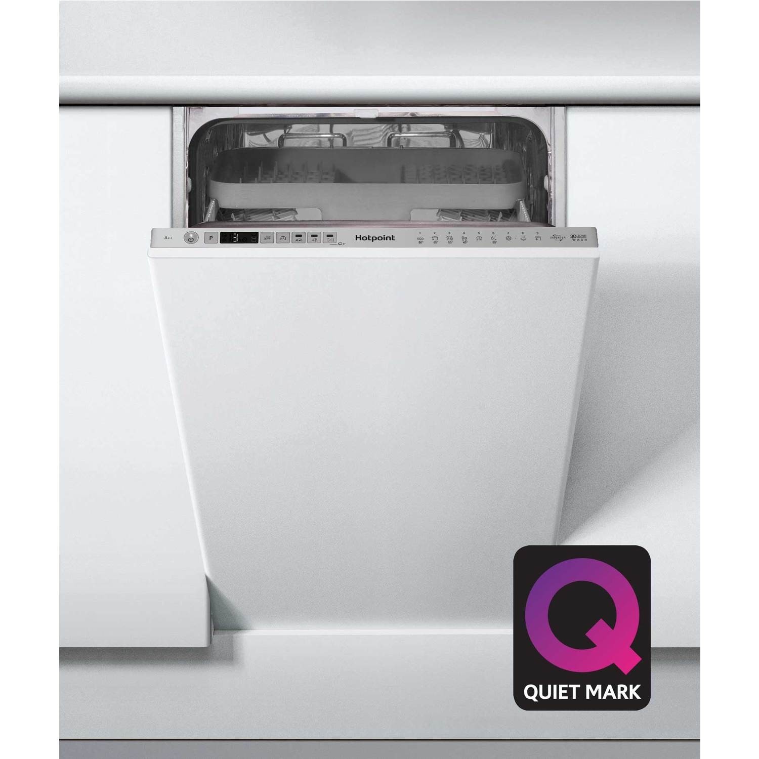 Refurbished Hotpoint HSIO3T223WCEUKN 10 Place Slimline Fully Integrated Dishwasher Silver
