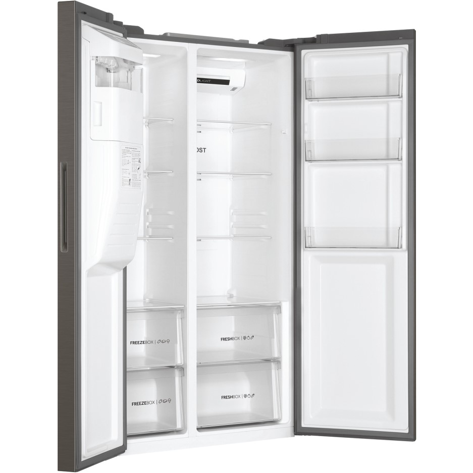 Haier HSR3918FIMP American Sidebyside Fridge Freezer Silver Appliances Direct Haier HSR3918FIMP American Sidebyside Fridge Freezer Silver Appliances Direct