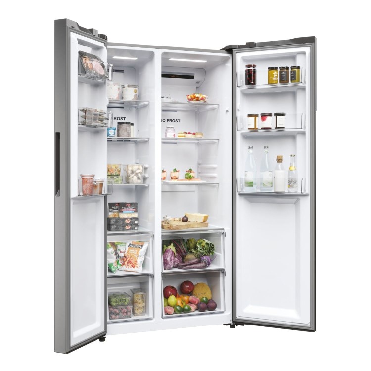 Haier Series 3 528 Litre Side-by-Side American Fridge Freezer - Stainless Steel