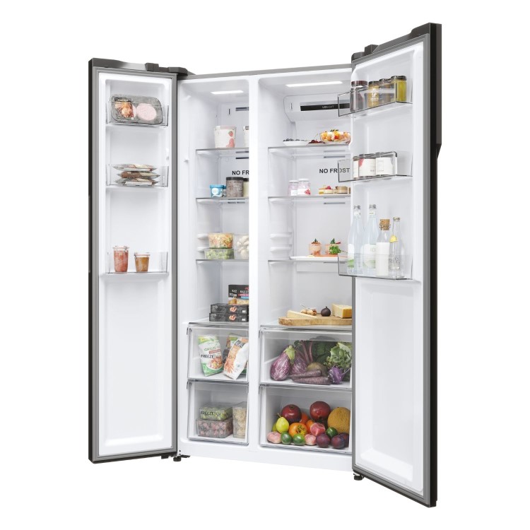 Haier Series 3 528 Litre Side-by-Side American Fridge Freezer - Stainless Steel