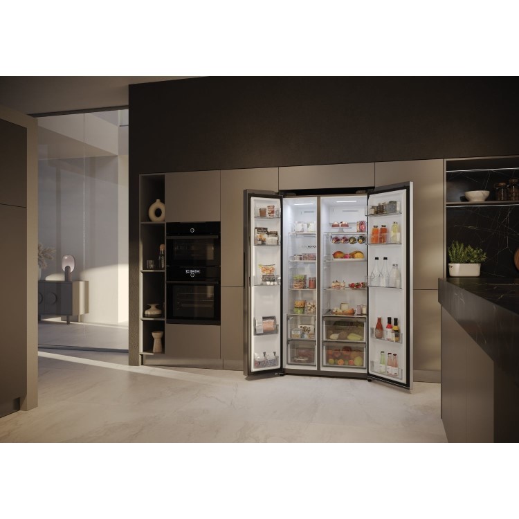 Haier Series 5 615 Litre Side-by-Side American Fridge Freezer - Stainless Steel