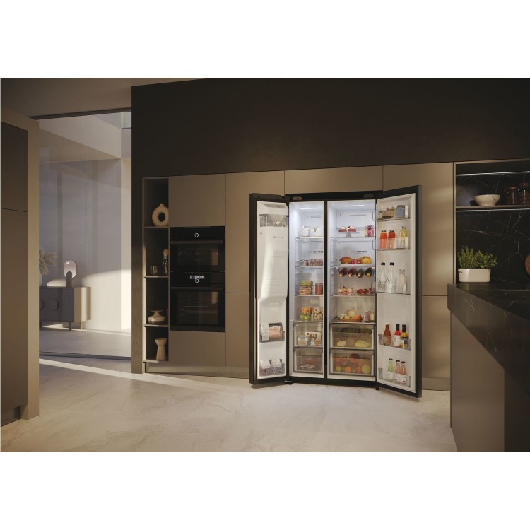 Haier SBS 90 Series 5 601 Litre Side By Side American Fridge Freezer - Black