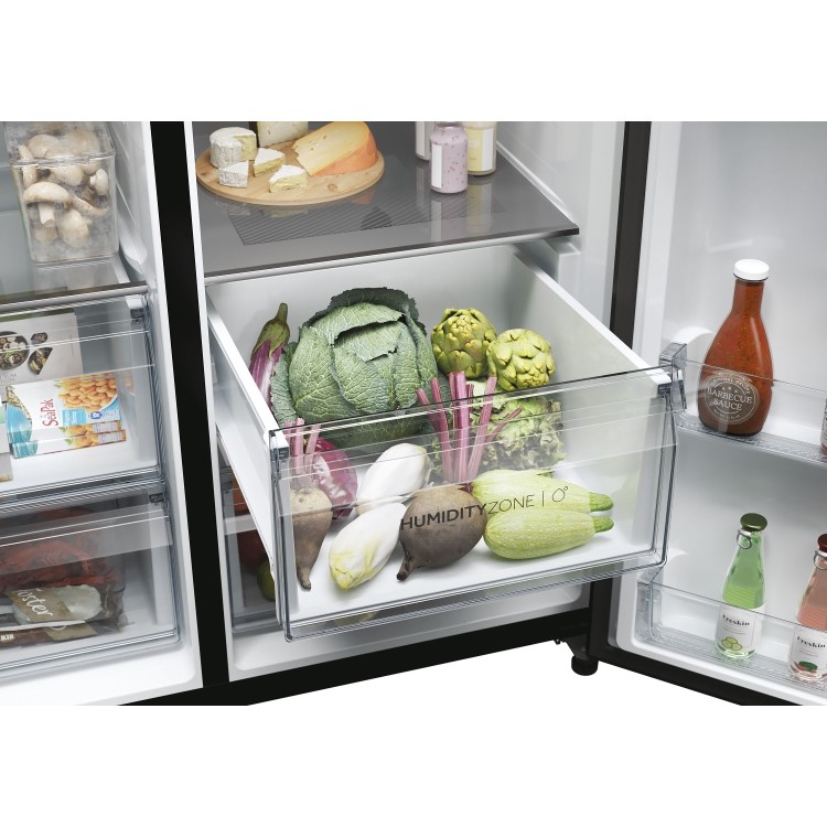 Haier SBS 90 Series 5 601 Litre Side By Side American Fridge Freezer - Black