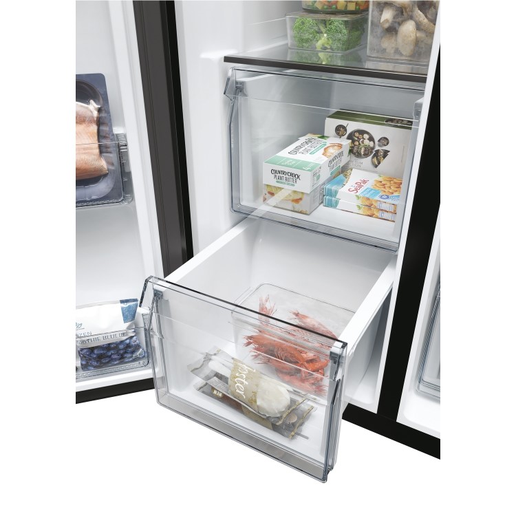 Haier SBS 90 Series 5 601 Litre Side By Side American Fridge Freezer - Black