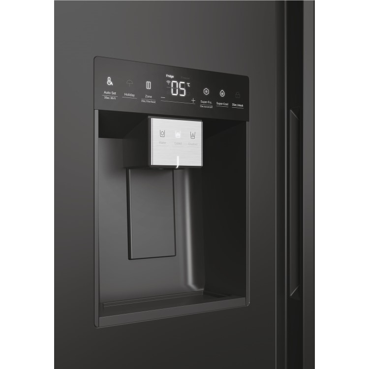 Haier SBS 90 Series 5 601 Litre Side By Side American Fridge Freezer - Black