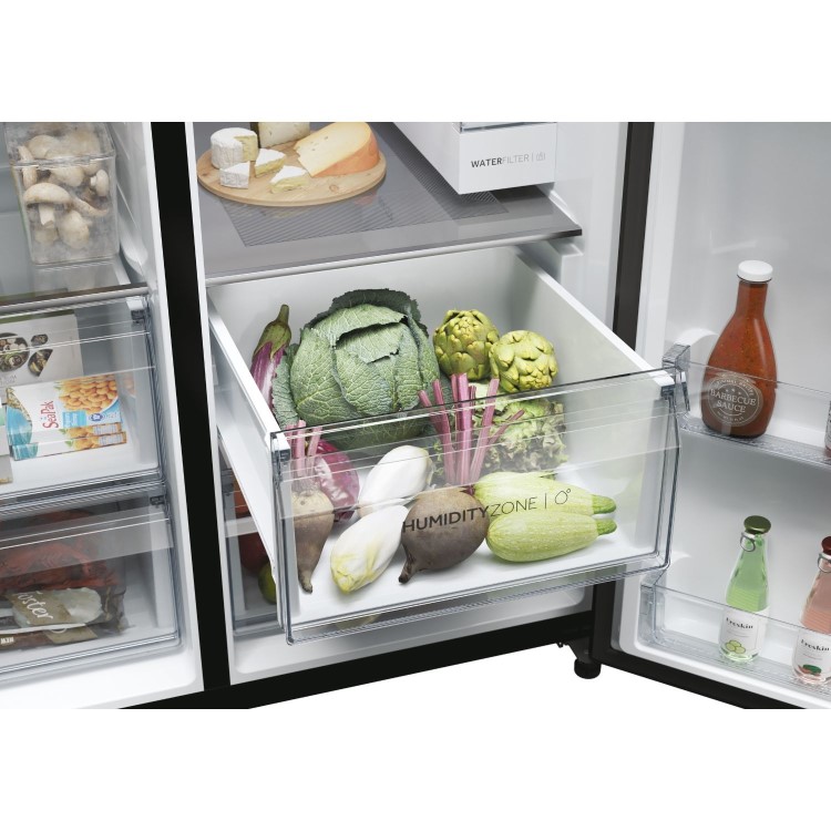 Haier Series 7 601 Litre Side-by-Side American Fridge Freezer - Black