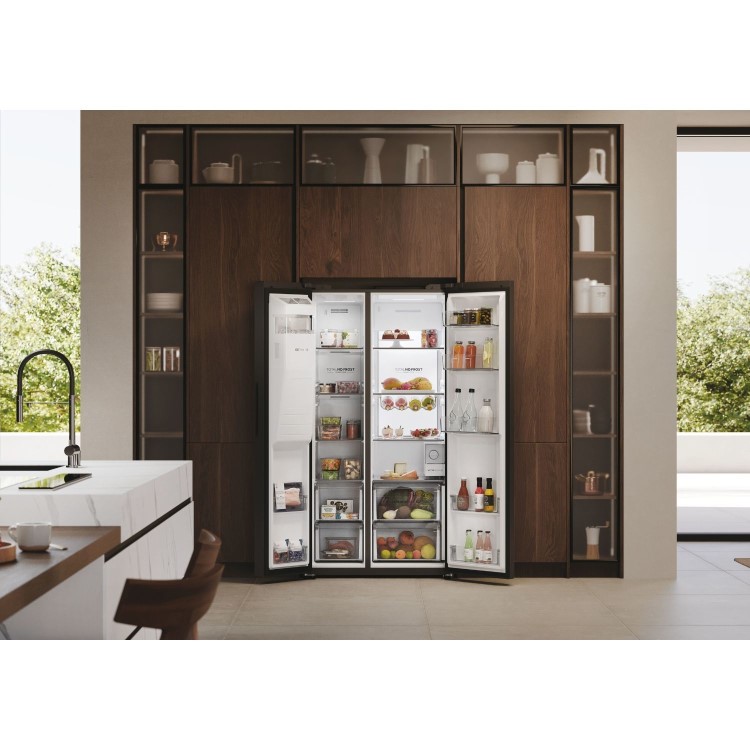 Haier Series 7 601 Litre Side-by-Side American Fridge Freezer - Black