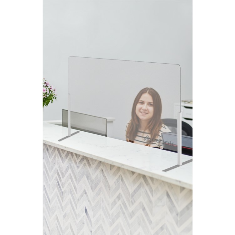 Hygiene Tech Protective Screen Perspex 0.5M High with Desk Clamps 50cm x 75cm x 4mm