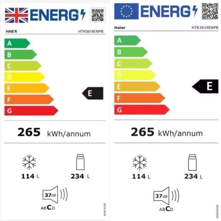 Refurbished Haier Series 3 HTR3619ENPB Freestanding 348 Litre 60/40 Frost Free Fridge Freezer Black