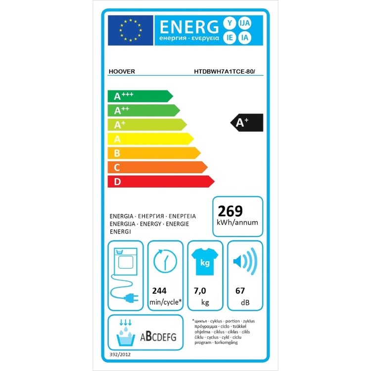 Hoover H-Dry 700 7kg Integrated Heat Pump Tumble Dryer - White